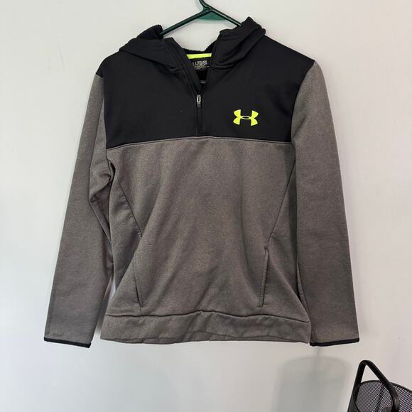 Under Armour UA Colorblock Quarter Zip Pullover Hoodie Youth Size XL Gray Black - Picture 1 of 7